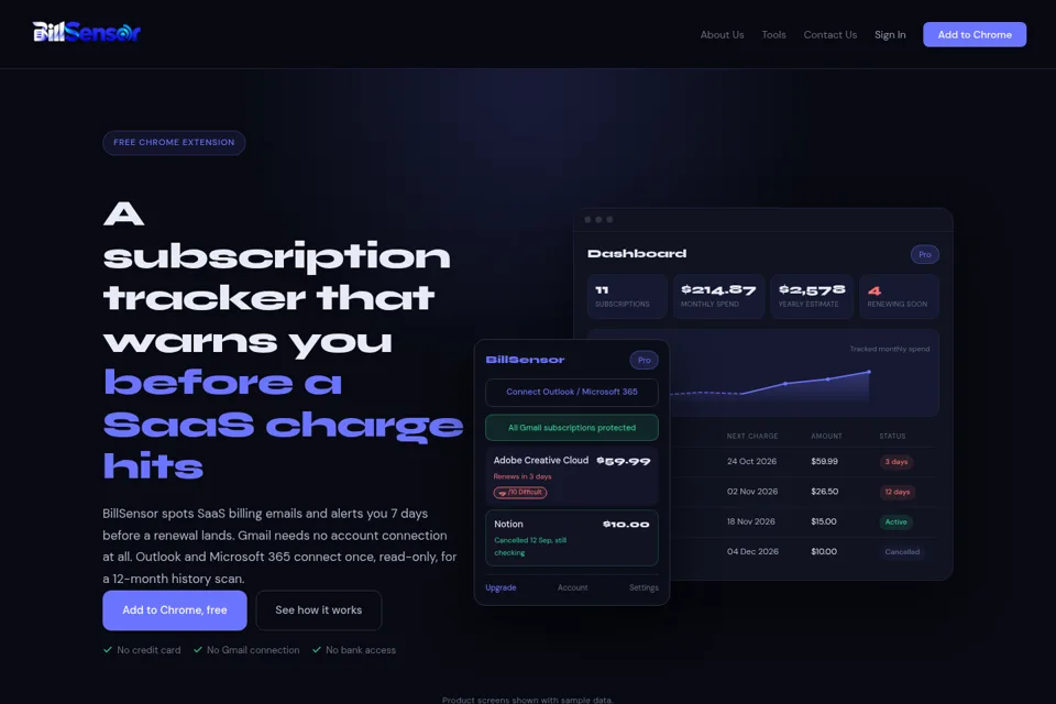 Aperçu de la landing page