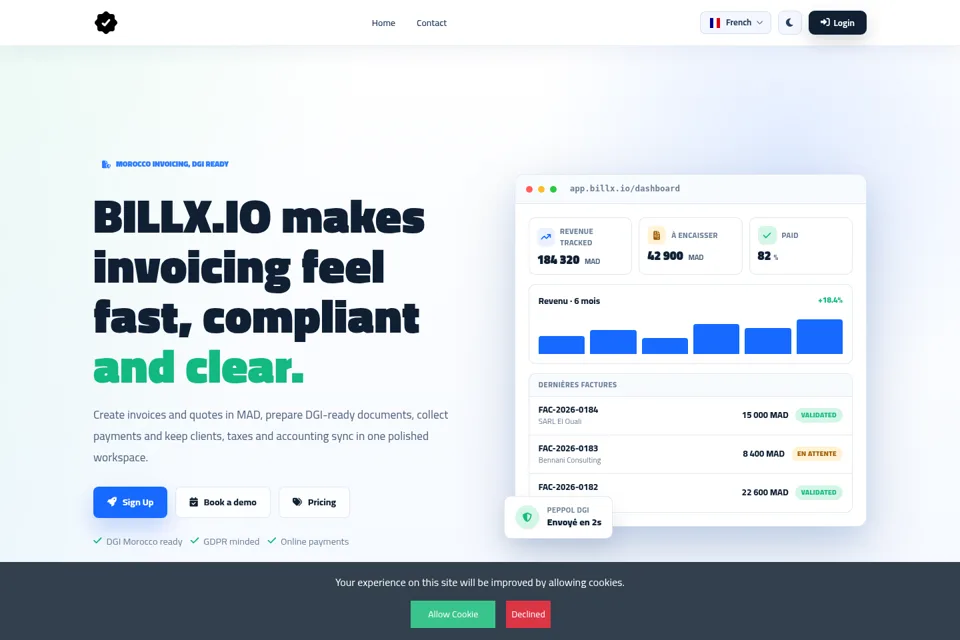 Aperçu de la landing page