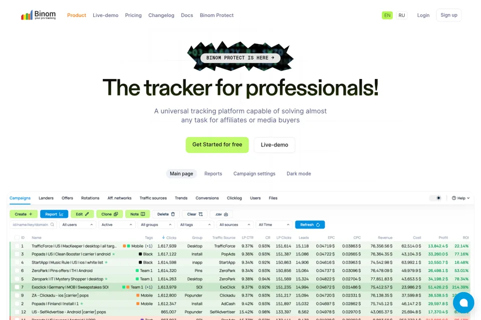 Aperçu de la landing page
