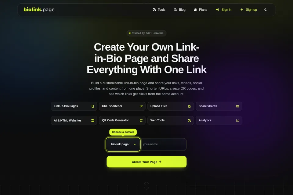 Landing page preview