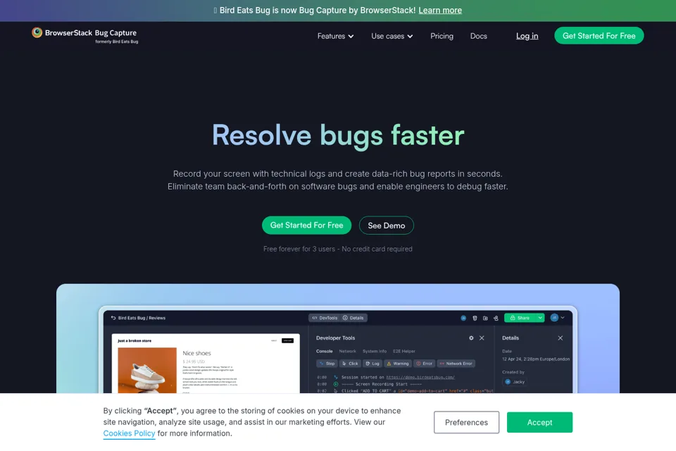 Aperçu de la landing page