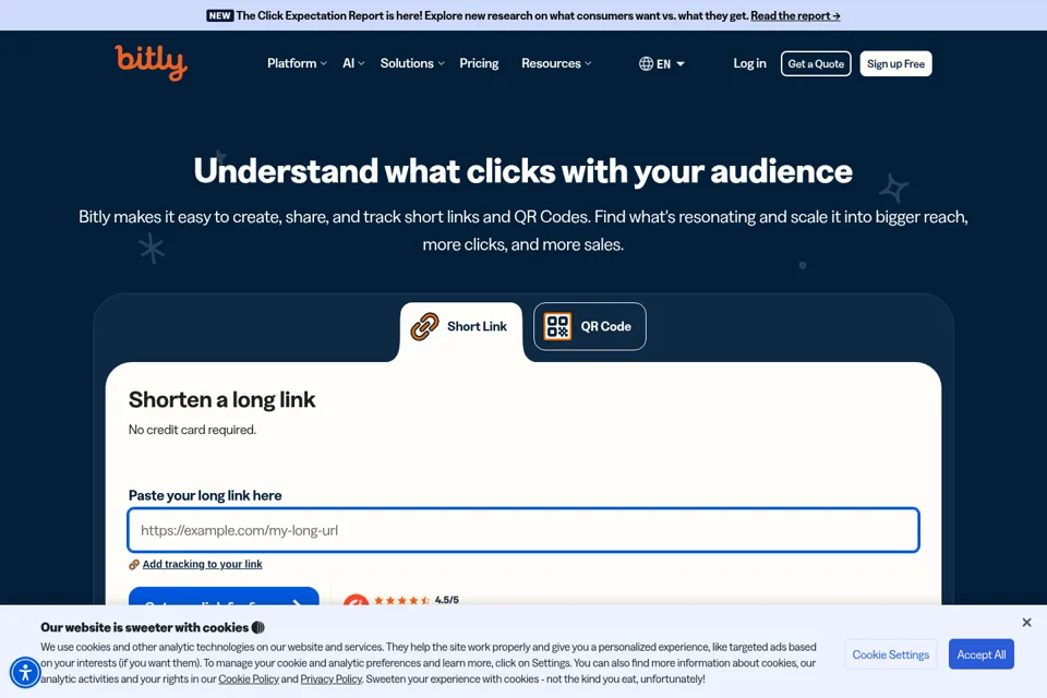 Aperçu de la landing page