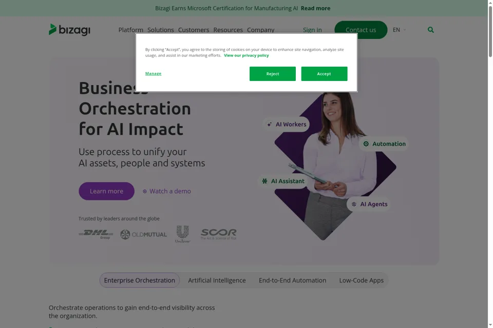 Aperçu de la landing page