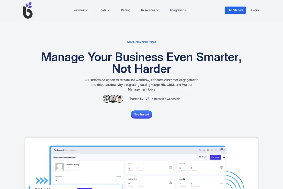 Aperçu de la landing page