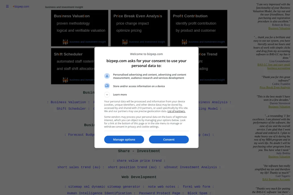 Aperçu de la landing page