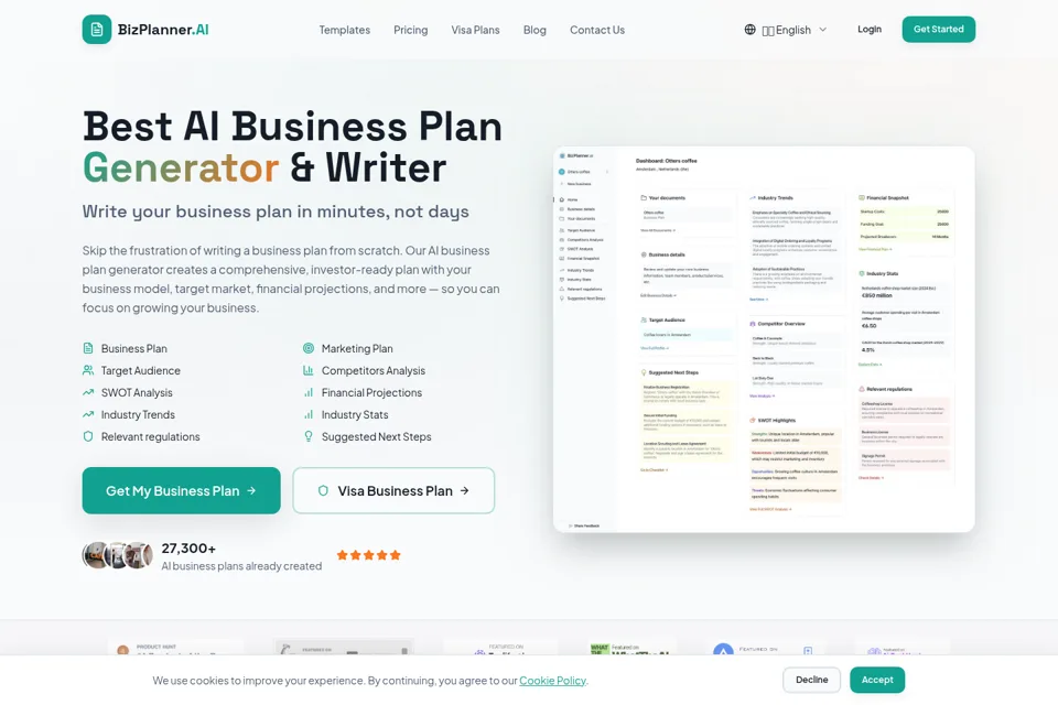 Aperçu de la landing page