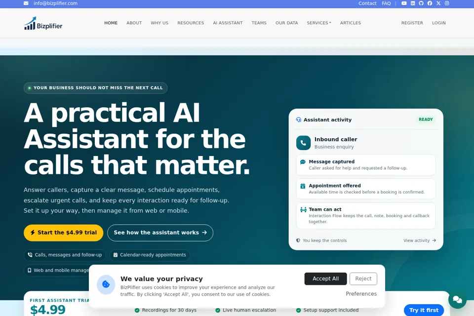Aperçu de la landing page