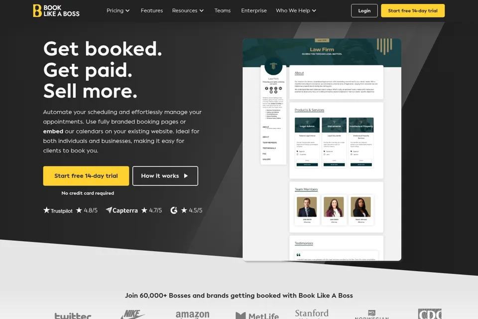 Aperçu de la landing page