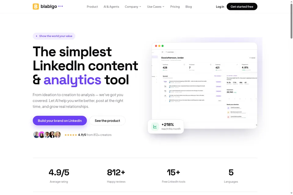 Aperçu de la landing page