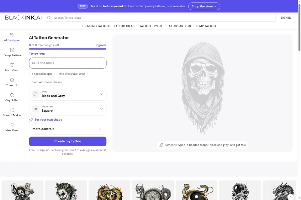 Aperçu de la landing page