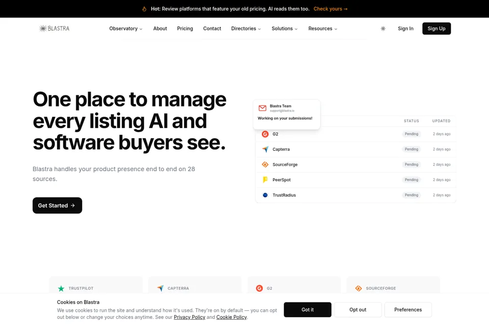 Aperçu de la landing page