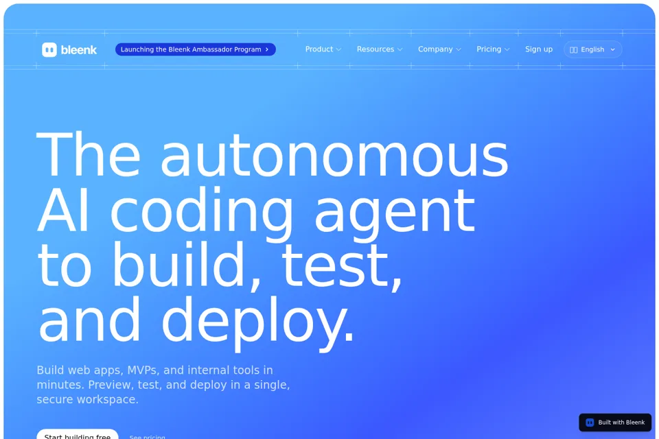 Aperçu de la landing page