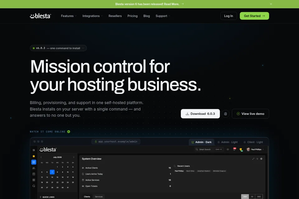 Aperçu de la landing page