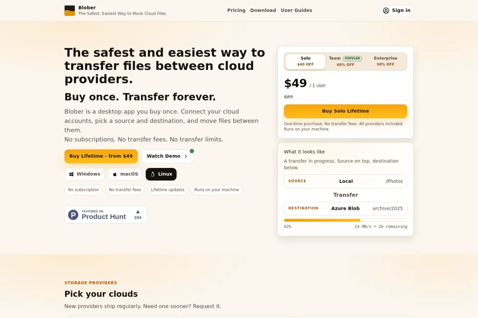 Aperçu de la landing page