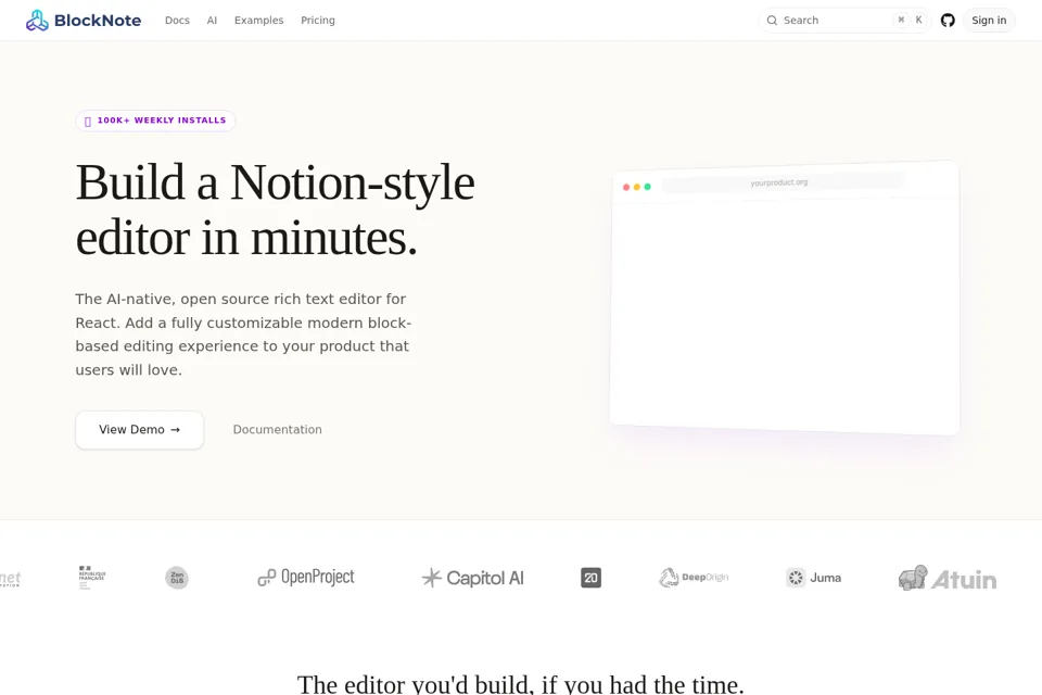 Aperçu de la landing page