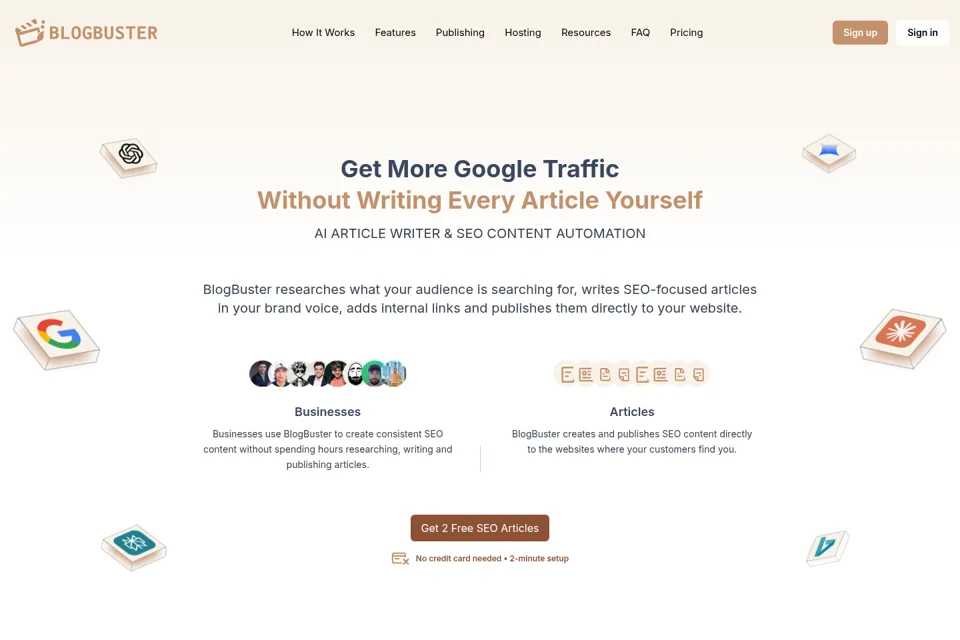 Aperçu de la landing page