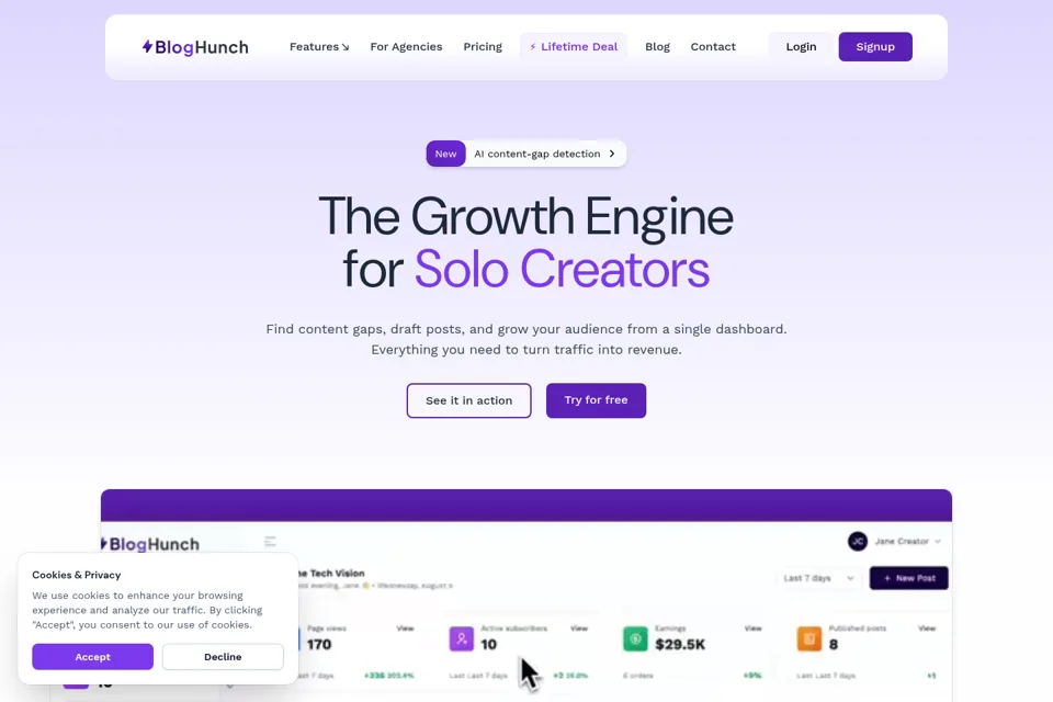 Landing page preview