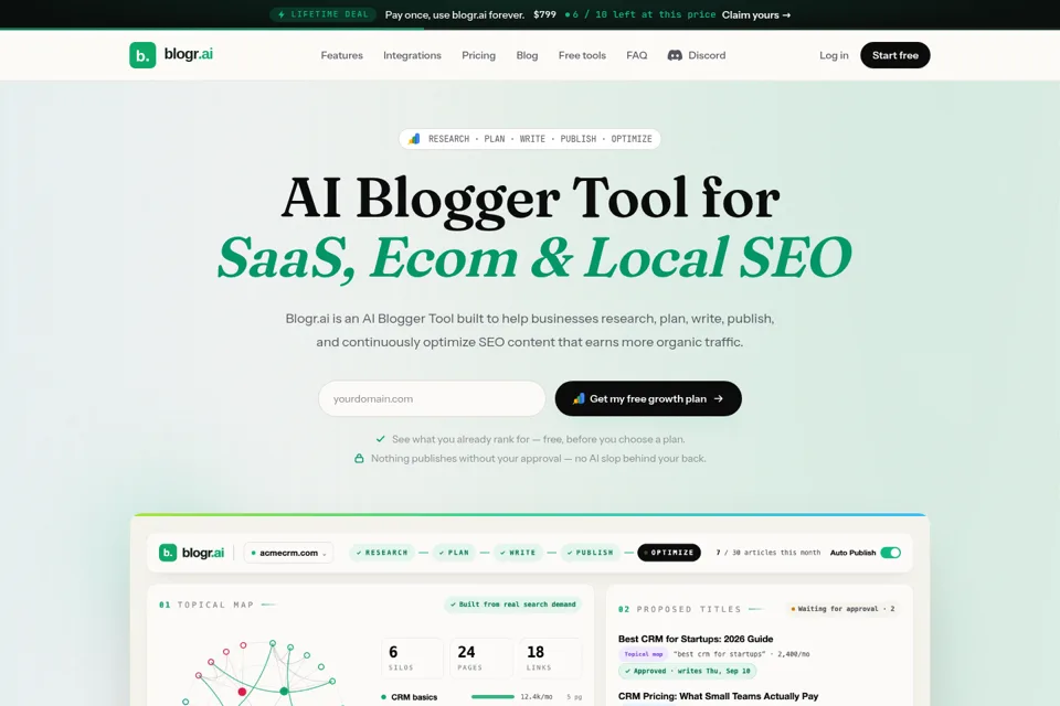 Aperçu de la landing page