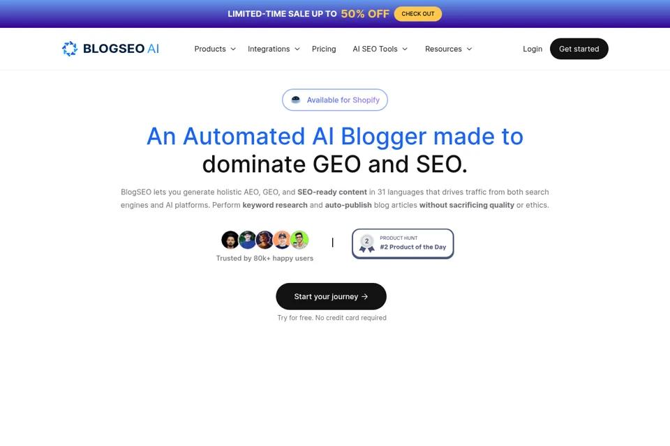 Aperçu de la landing page