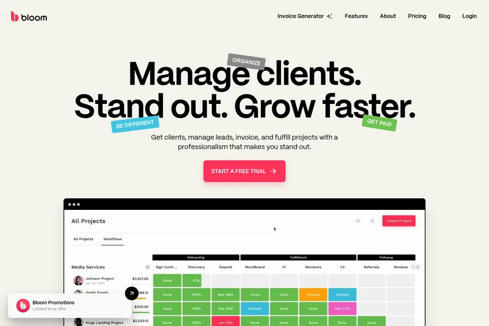 Aperçu de la landing page
