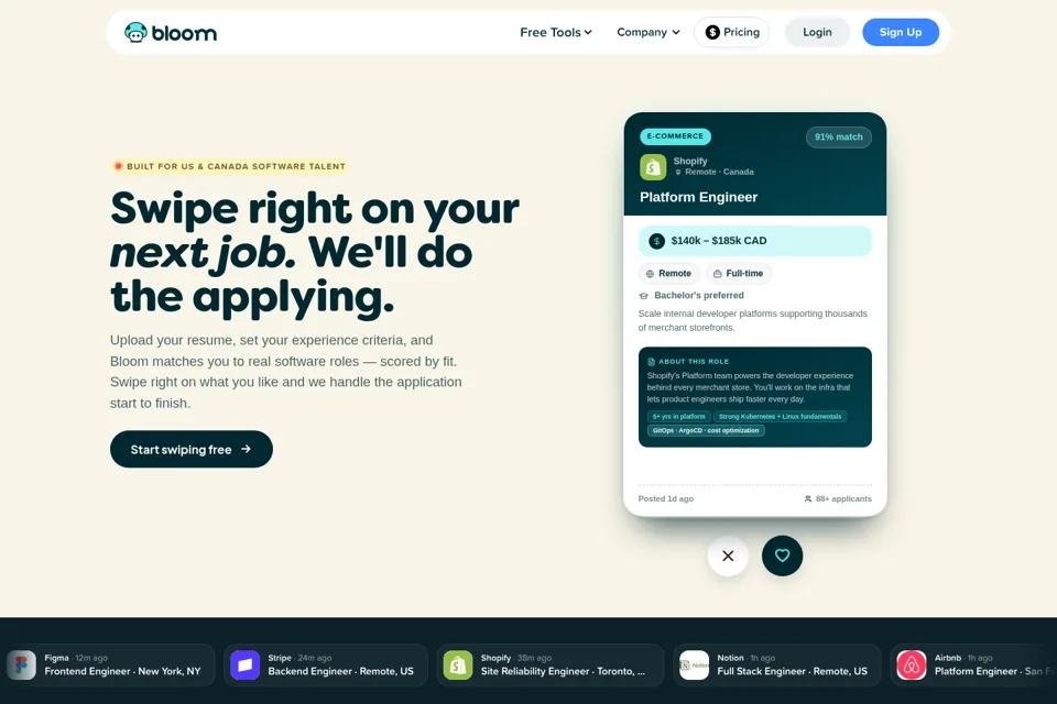 Aperçu de la landing page