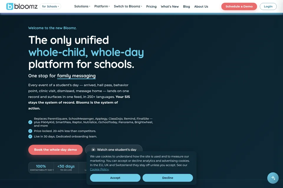 Aperçu de la landing page