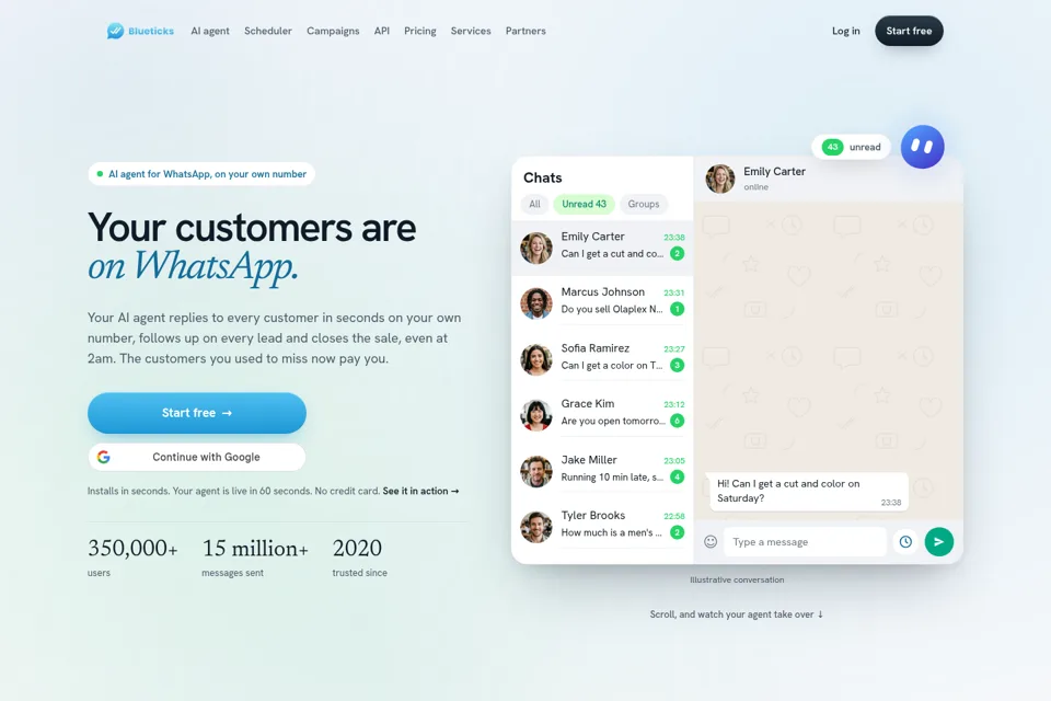Aperçu de la landing page