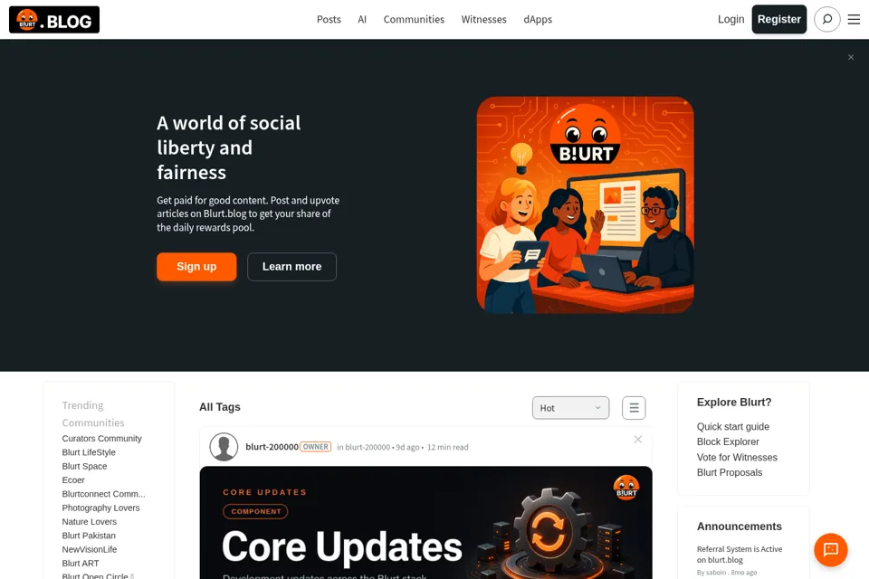Aperçu de la landing page