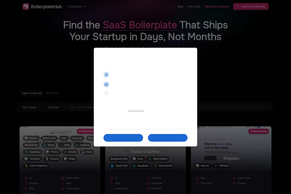 Aperçu de la landing page