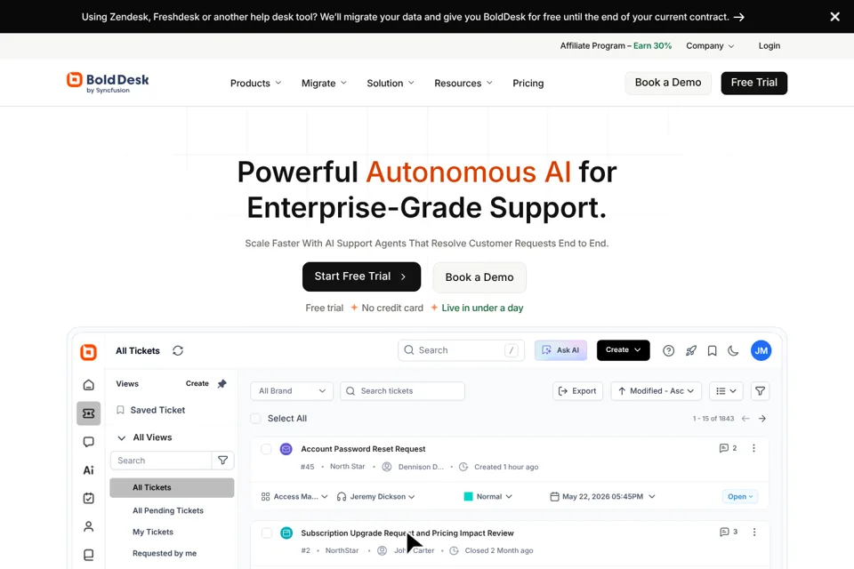Aperçu de la landing page
