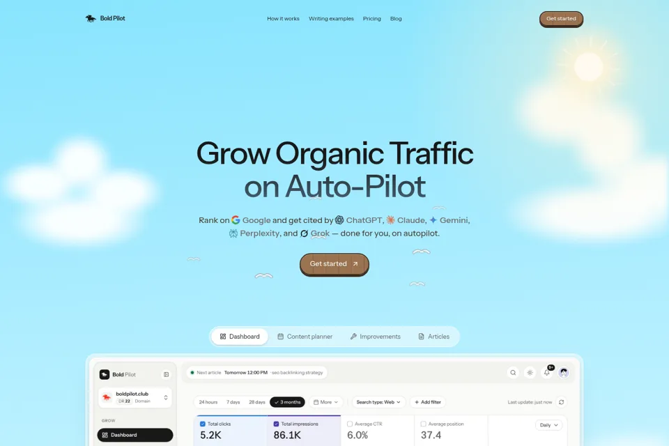 Aperçu de la landing page