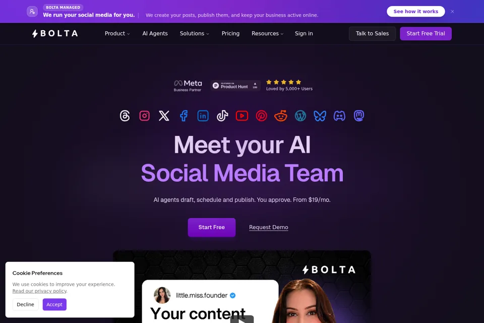 Aperçu de la landing page