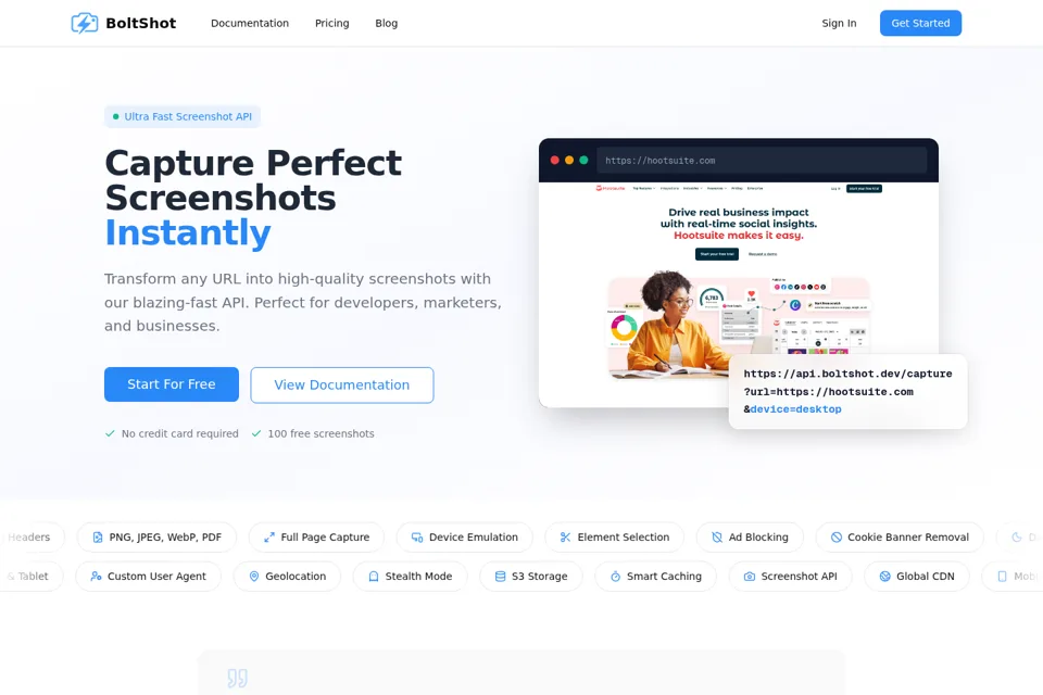 Aperçu de la landing page