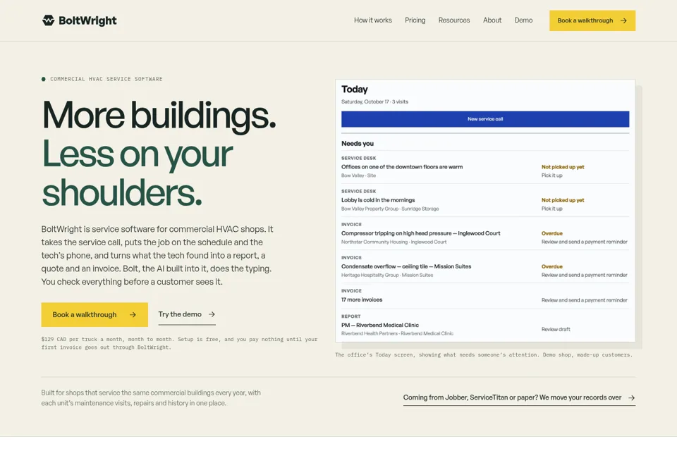 Aperçu de la landing page