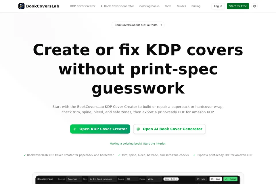 Aperçu de la landing page
