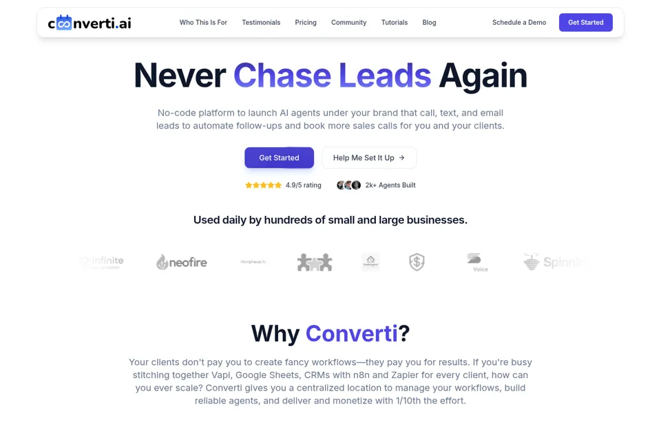 Aperçu de la landing page