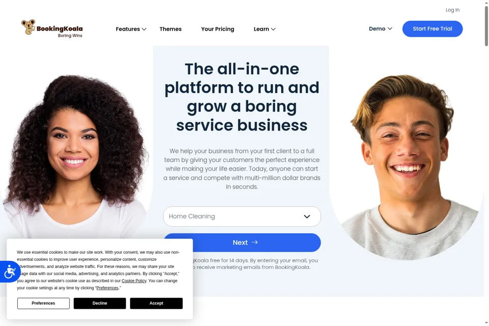 Aperçu de la landing page