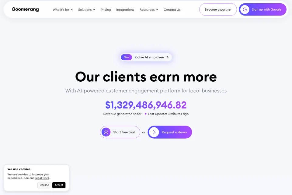 Aperçu de la landing page