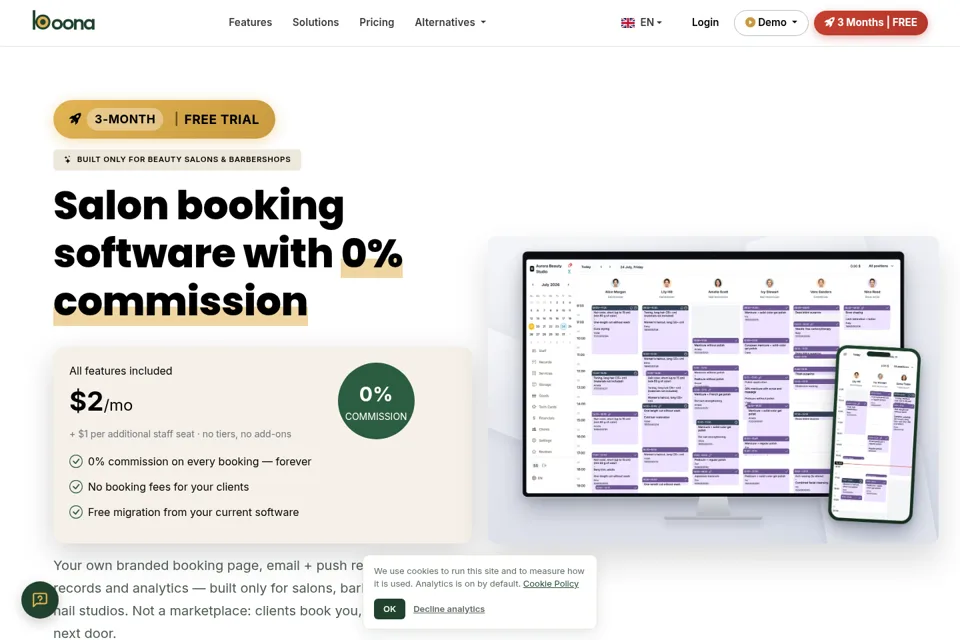 Aperçu de la landing page