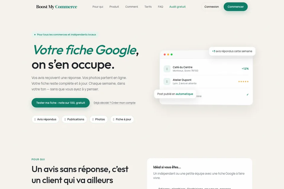 Aperçu de la landing page
