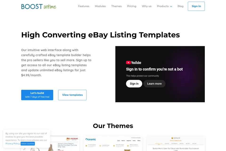 Aperçu de la landing page