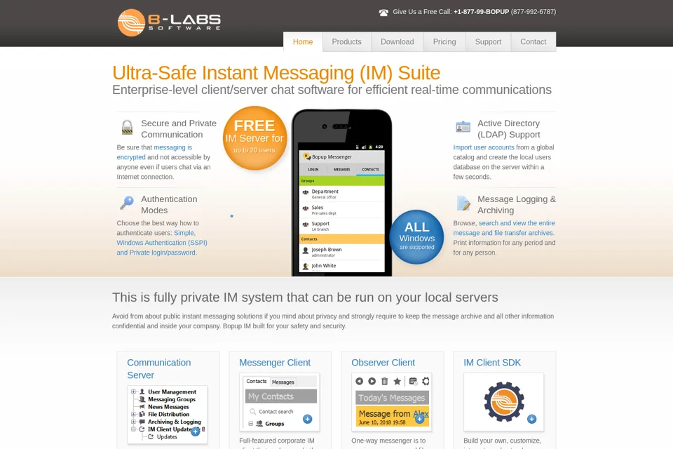Aperçu de la landing page