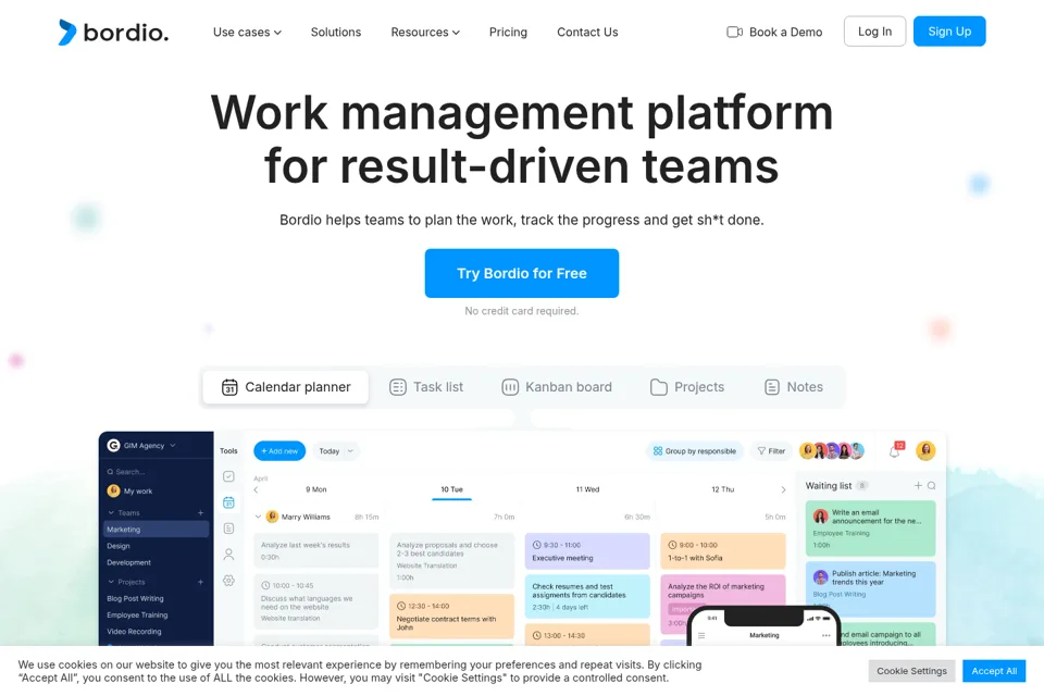 Aperçu de la landing page