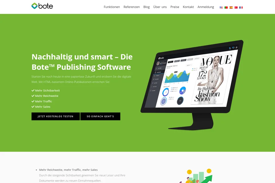 Aperçu de la landing page