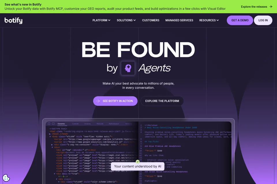 Aperçu de la landing page