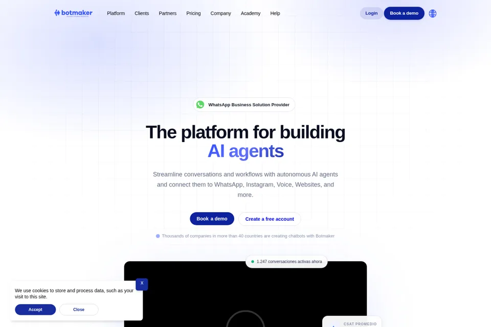 Aperçu de la landing page