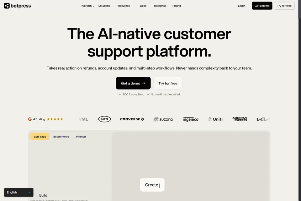 Aperçu de la landing page