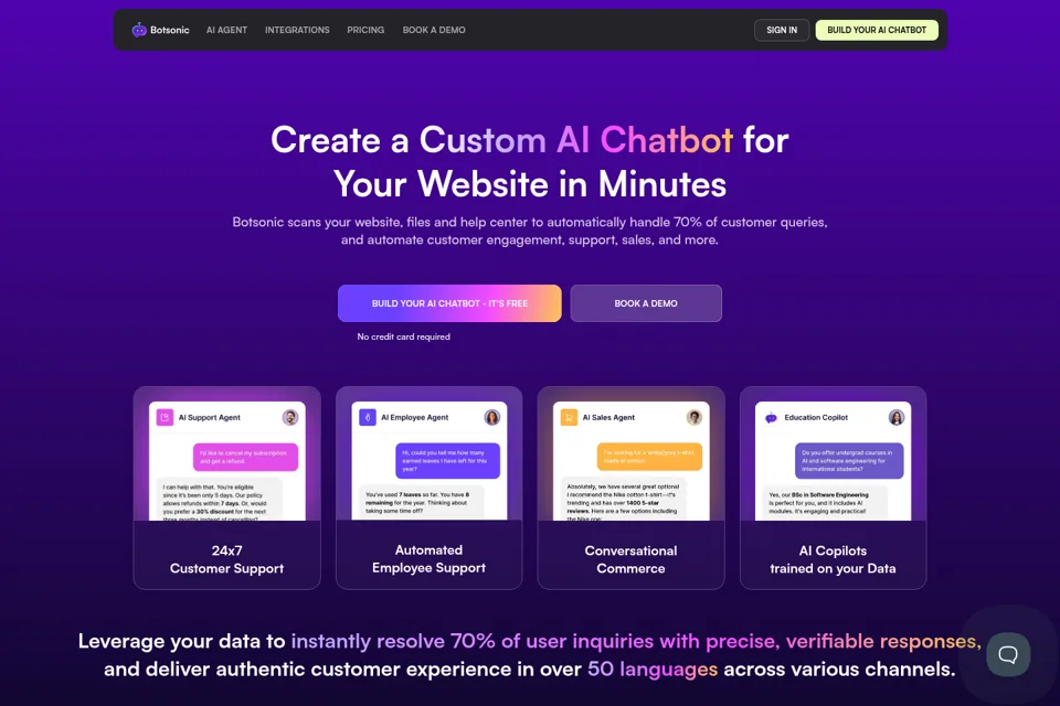 Aperçu de la landing page