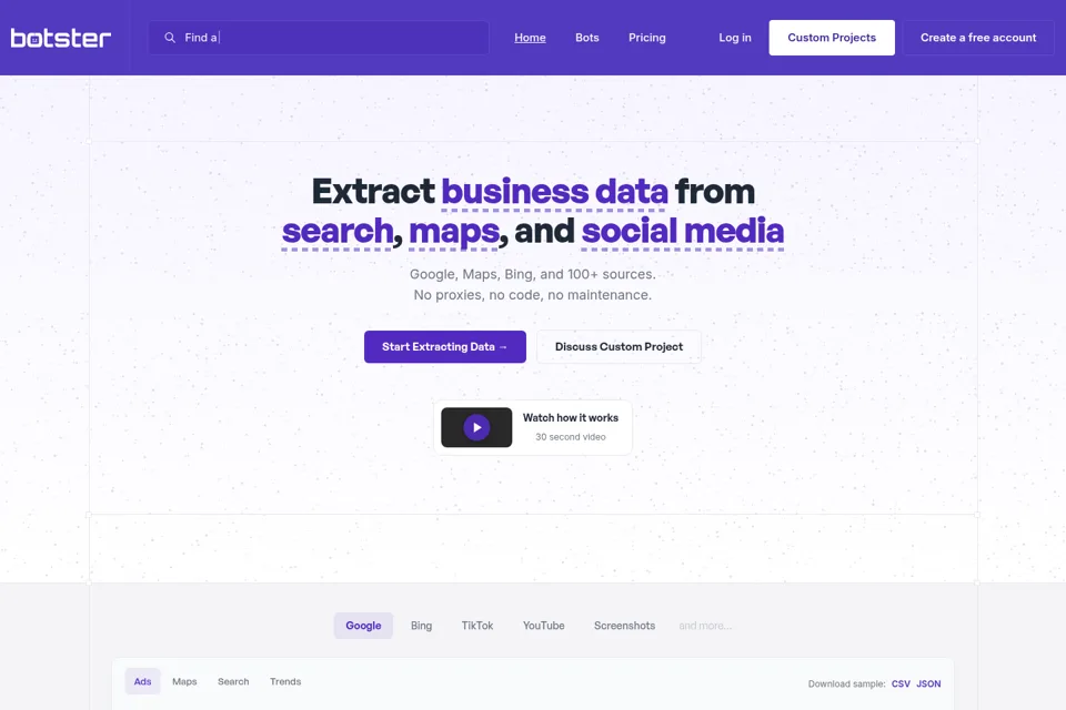 Landing page preview