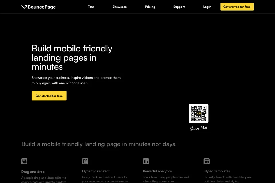 Aperçu de la landing page